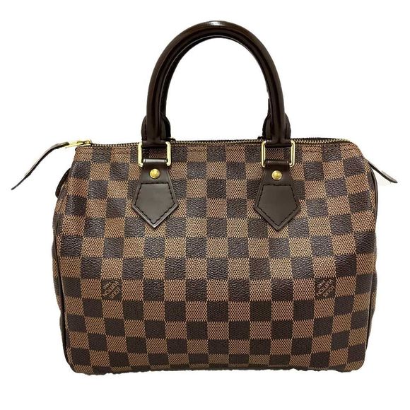 Louis Vuitton Speedy 25 Damier Ebene Handbag PVC Leather Brown - Picture 1 of 7